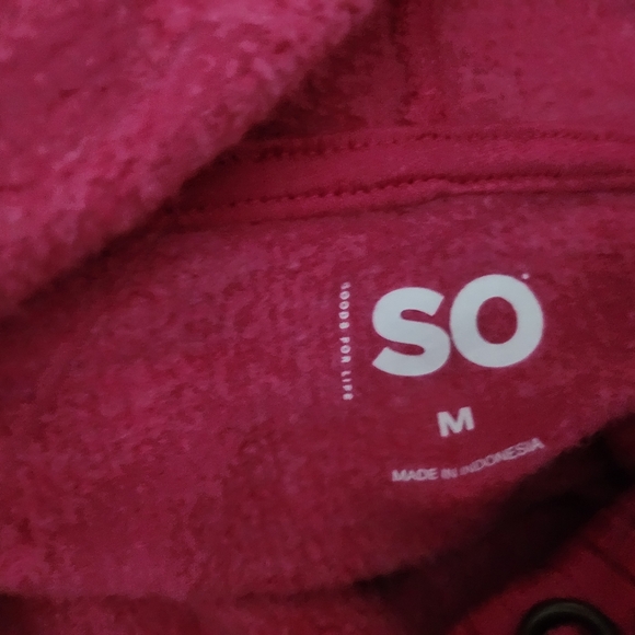 SO pullover hoodie. Size medium, heathered raspberry, NWOT - Picture 5 of 5